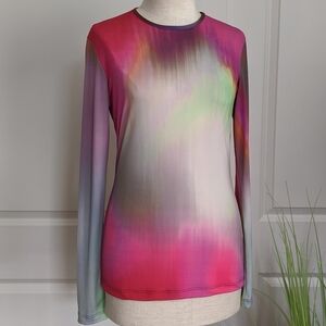 Petit Pois by Viviana G Top Long Sleeve Fitted Tie Dye Ombre Magenta S NWT